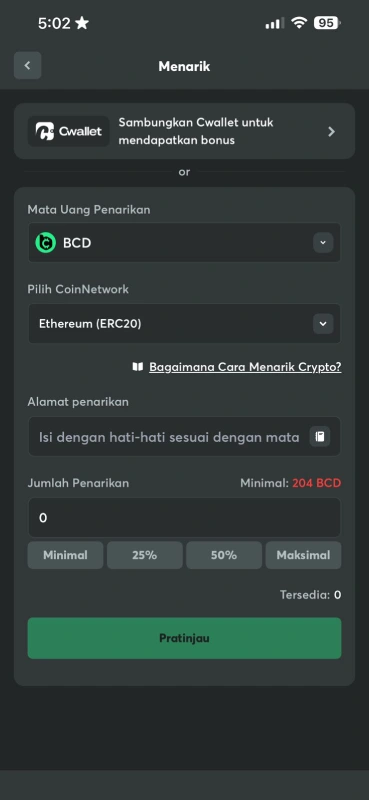 Penarikan dengan APP di BC Game