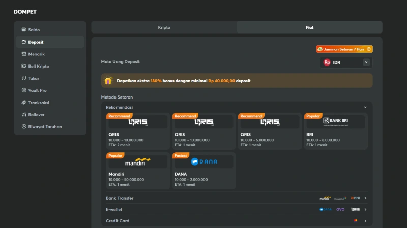 Langkah 2 Pilih FIAT dan Metode Deposit - BC Game