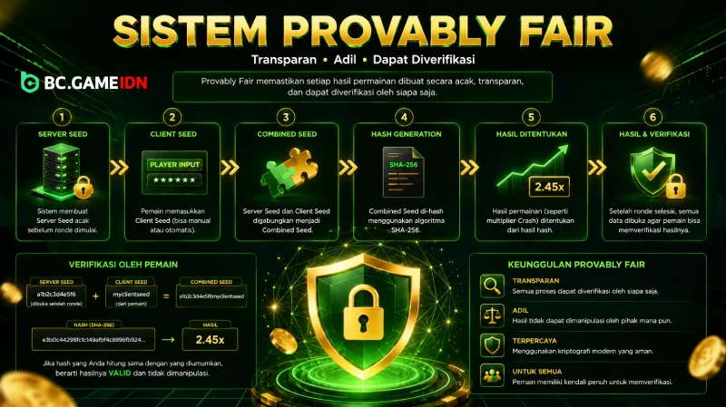Sistem Provably Fair di permainan crash