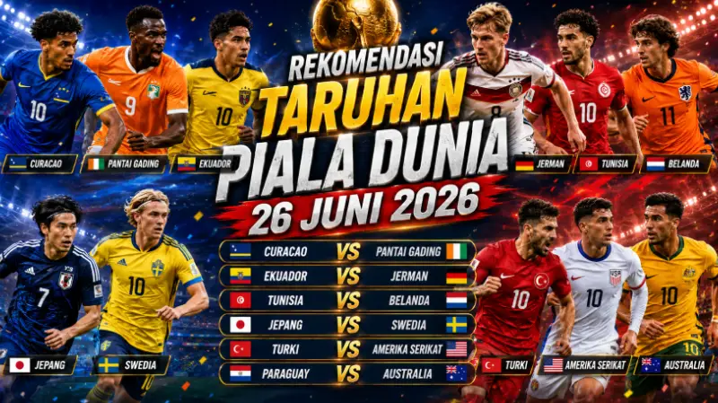 Rekomendasi Taruhan Piala Dunia 26 Juni 2026