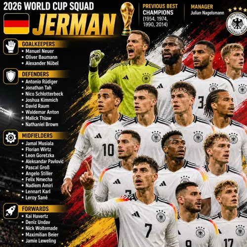Squad Jerman di Pertandingan Piala Dunia 2026
