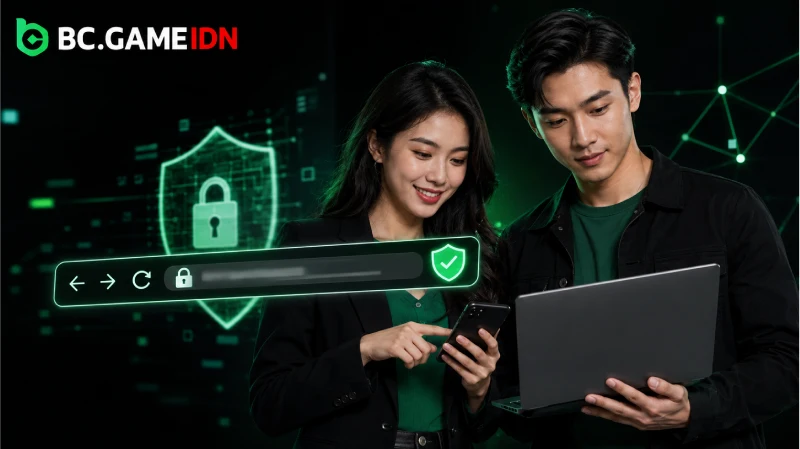 Pemeriksaan link BC Game Indonesia sebelum login melalui ponsel